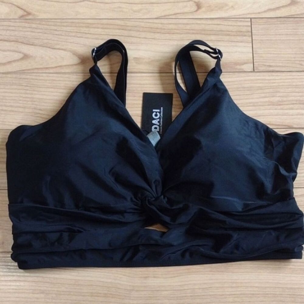 Daci Black Twist Front Bikini Top with Cut Out  Size 18W